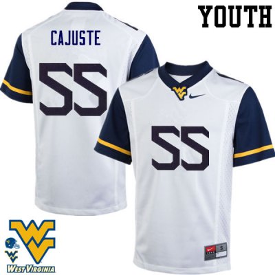 Youth West Virginia Mountaineers NCAA #55 Yodny Cajuste White Authentic Nike Stitched College Football Jersey DL15B66OQ